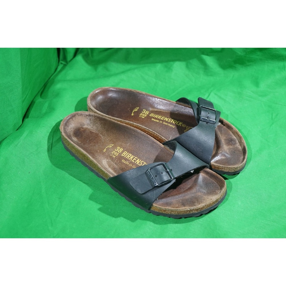 Birkenstock Sandals Black Leather Strap EU 38 / US Womens 7-7.5
